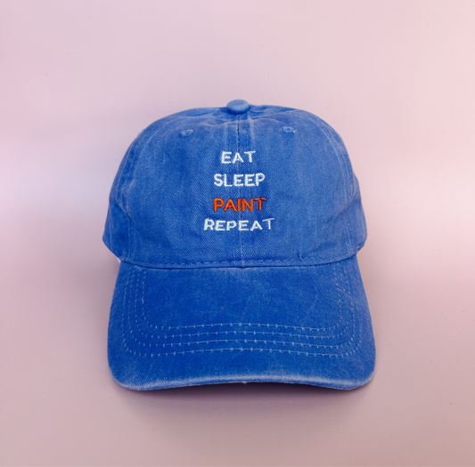 'Eat Sleep Paint Repeat' Acid Washed Cap